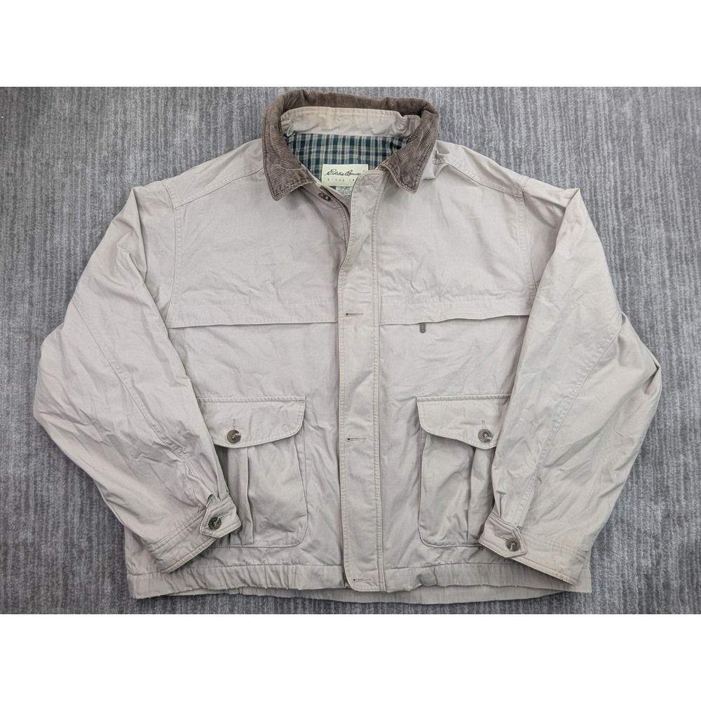 Vintage Eddie Bauer Quilt Lined Chore Coat Barn Jacket Men's XL Corduroy Collar